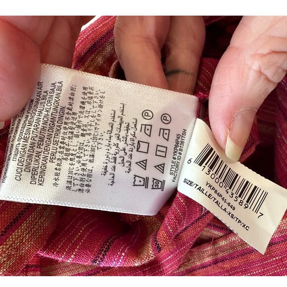 BCBG Generation Halter Mini Dress XS Pink Striped Sleeveless Flowy Ruffle Hem - Picture 12 of 16